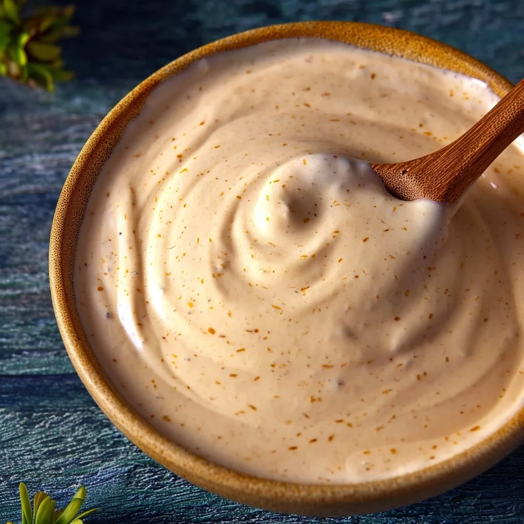 Creamy fish taco sauce in a bowl, perfect for enhancing your taco experience.