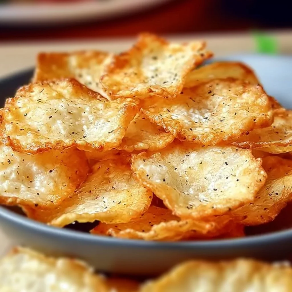 Delicious crispy low-carb cottage cheese chips on a plate