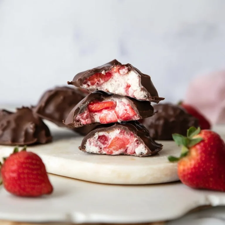 Delicious strawberry chocolate yogurt bites ready for snacking