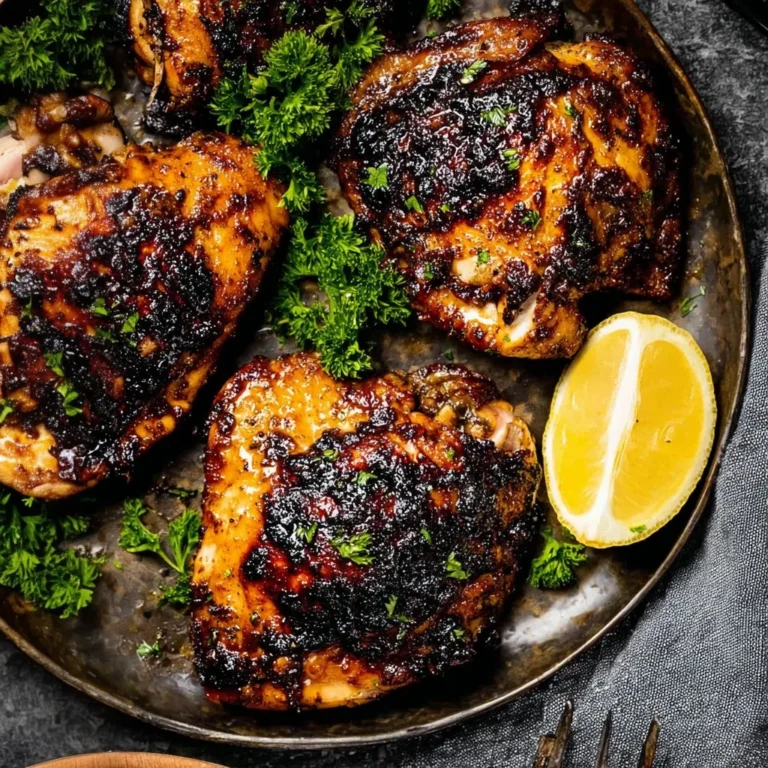 Plate of delicious jerk chicken with spices and sides