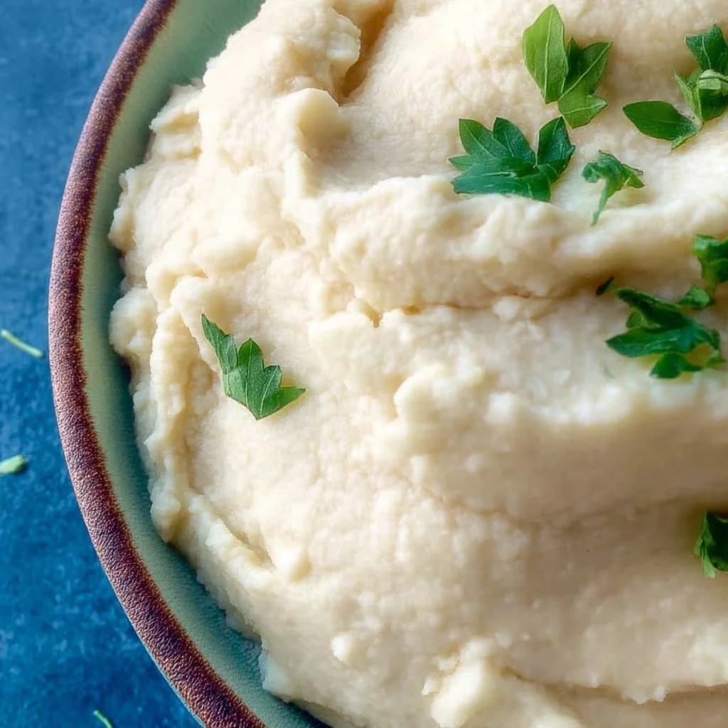 Delicious mashed cauliflower with garlic and truffle oil served in a bowl