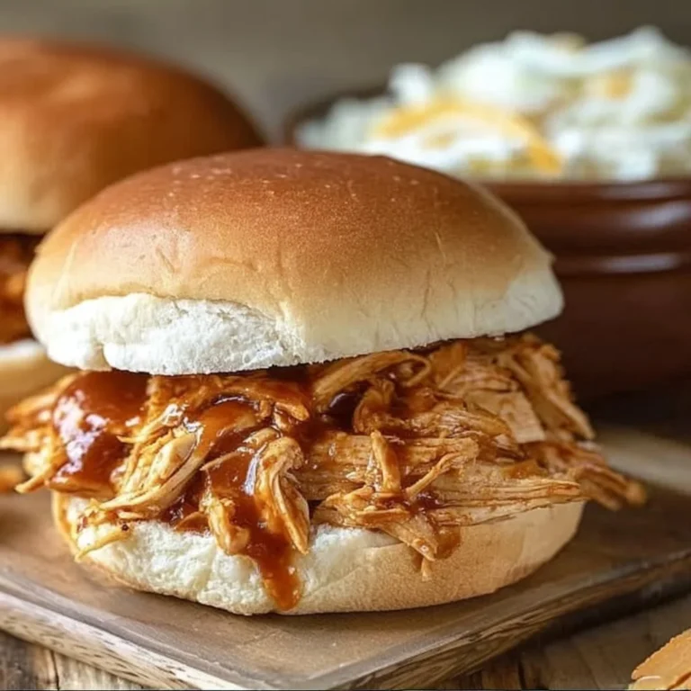 Delicious easy crock pot pulled chicken sandwiches served on a plate.