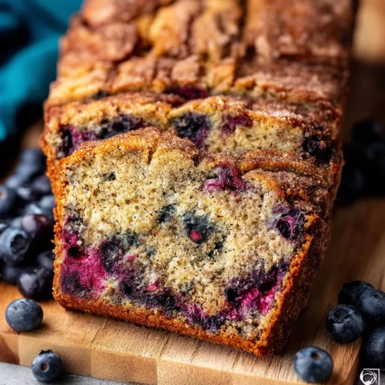 Cinnamon Sugar Blueberry Banana Bread fresh out of the oven