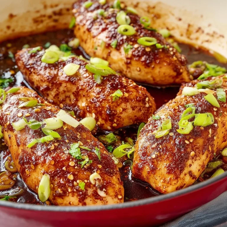 Plate of spicy Firecracker Chicken garnished with green onions and sesame seeds
