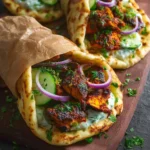 Flavor-packed tandoori chicken wraps served with fresh vegetables and sauce