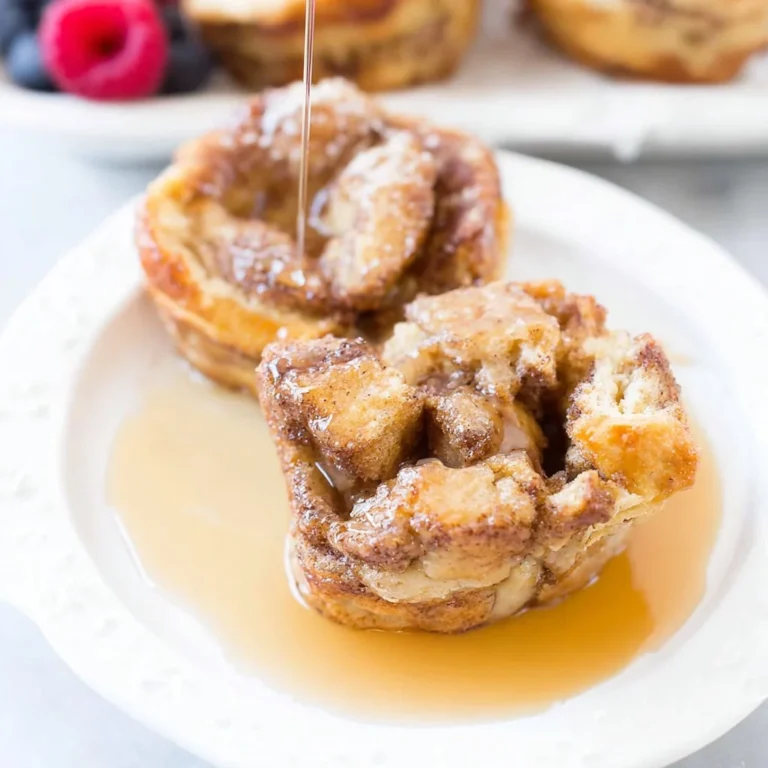 Freshly baked French Toast Muffins topped with syrup and cinnamon