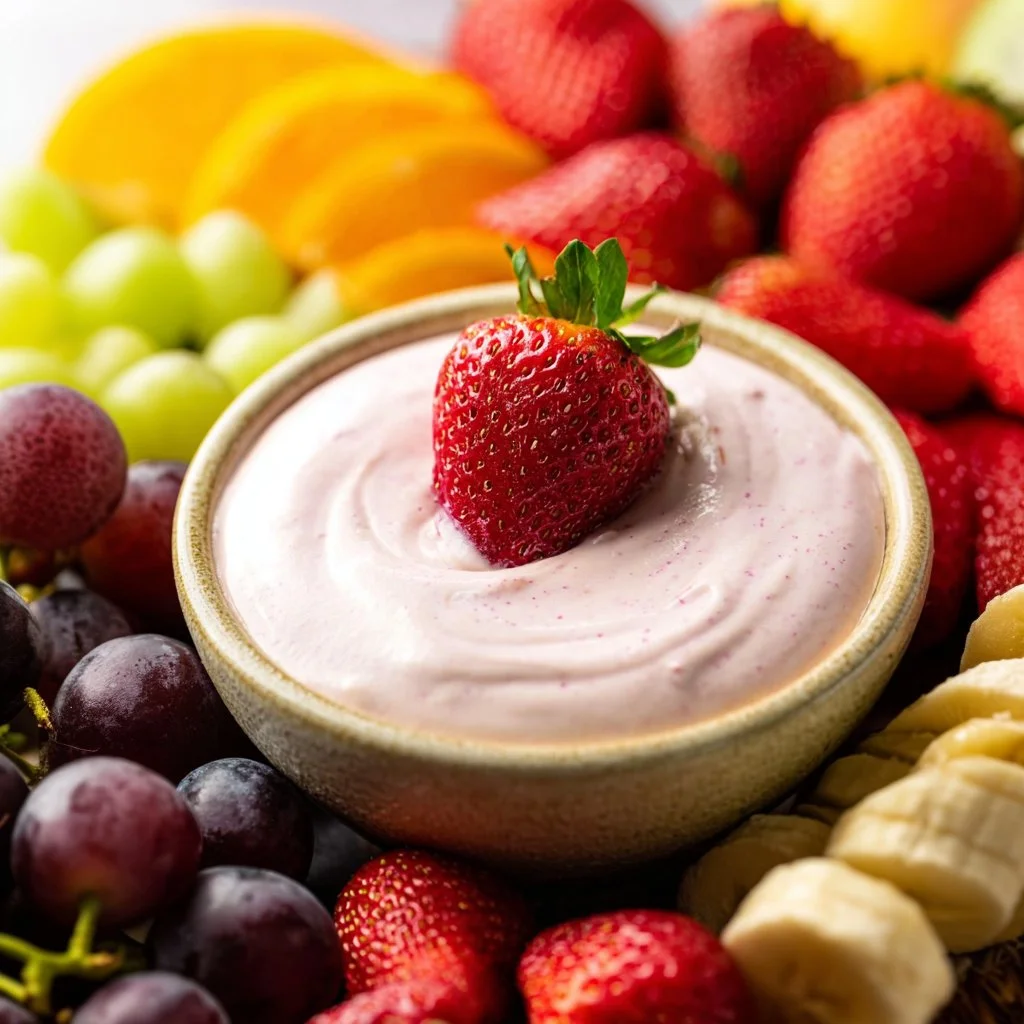Delicious fruit dip served with fresh sliced fruits for a healthy snack