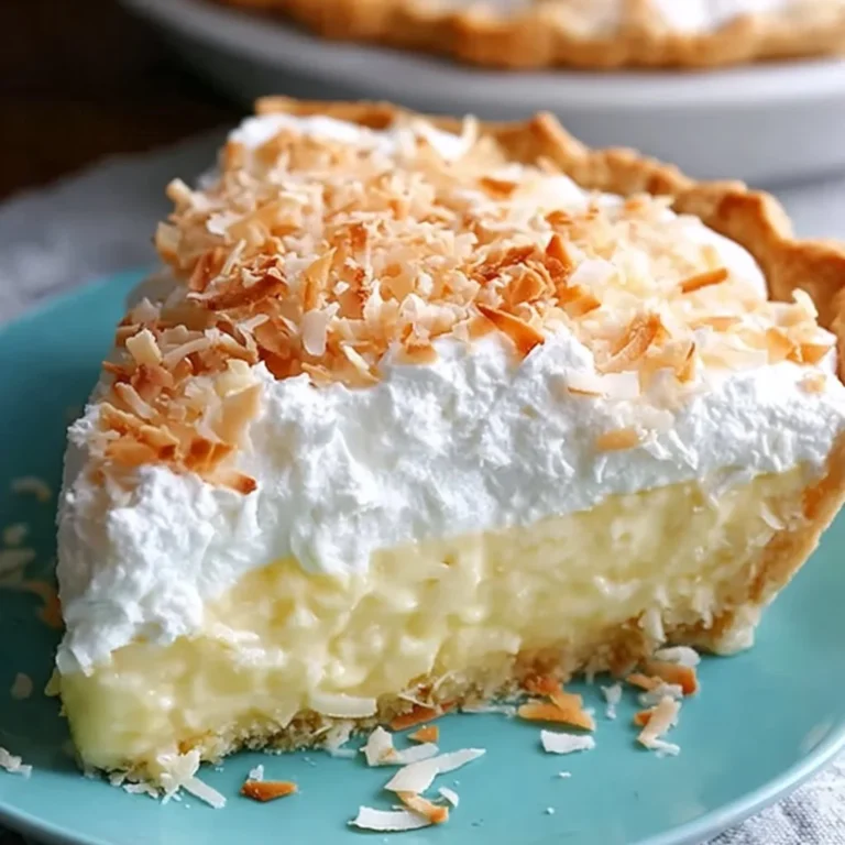 Deliciously creamy Coconut Cream Pie topped with whipped cream and chocolate shavings