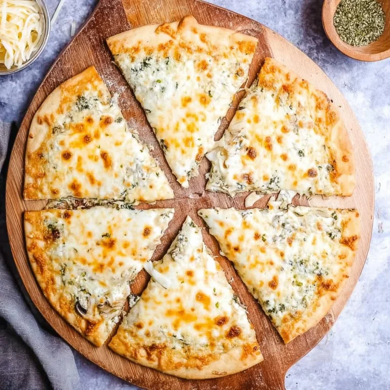 High Protein White Pizza featuring nutritious ingredients for a healthy meal