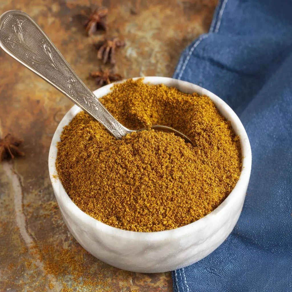Homemade curry powder ingredients in a bowl, ready to enhance flavor.
