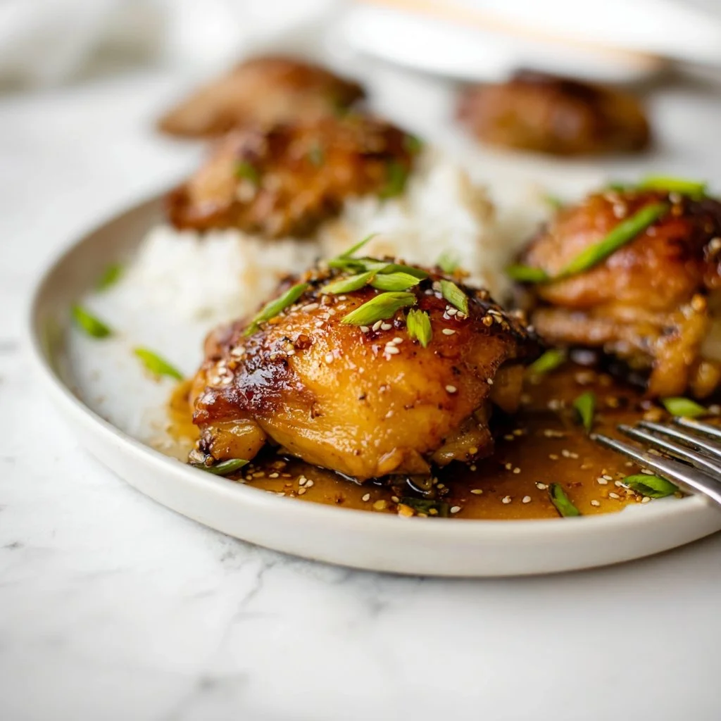 Delicious Honey Garlic Chicken served on a dinner table.