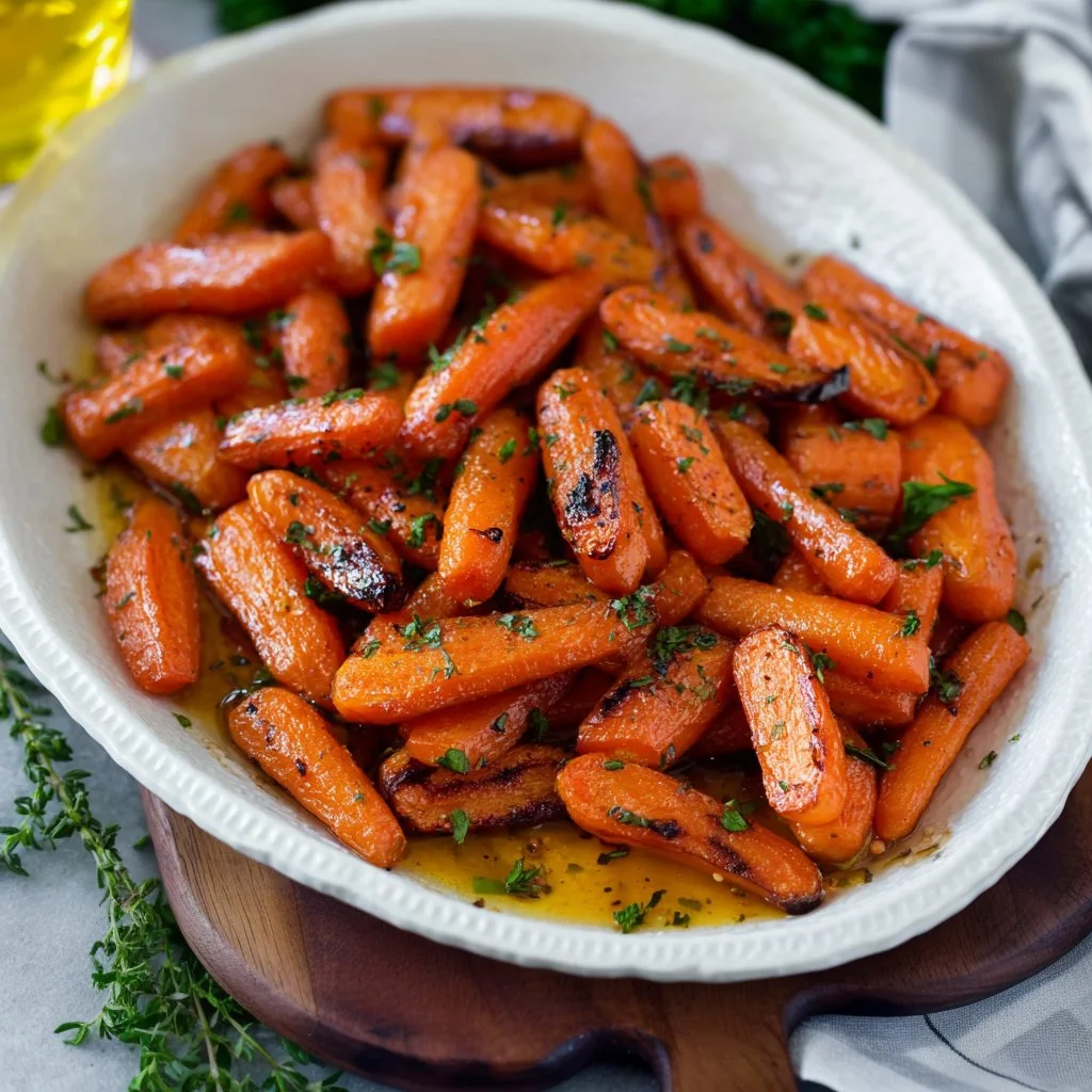 Delicious honey roasted carrots served as a vibrant side dish