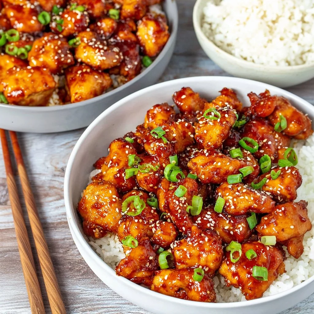 Delicious Honey Soy Chicken with glaze, served on a plate.