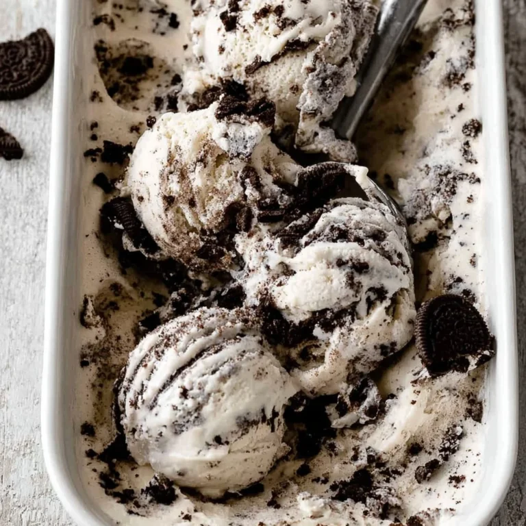 Delicious cookies and cream ice cream topped with crushed cookies