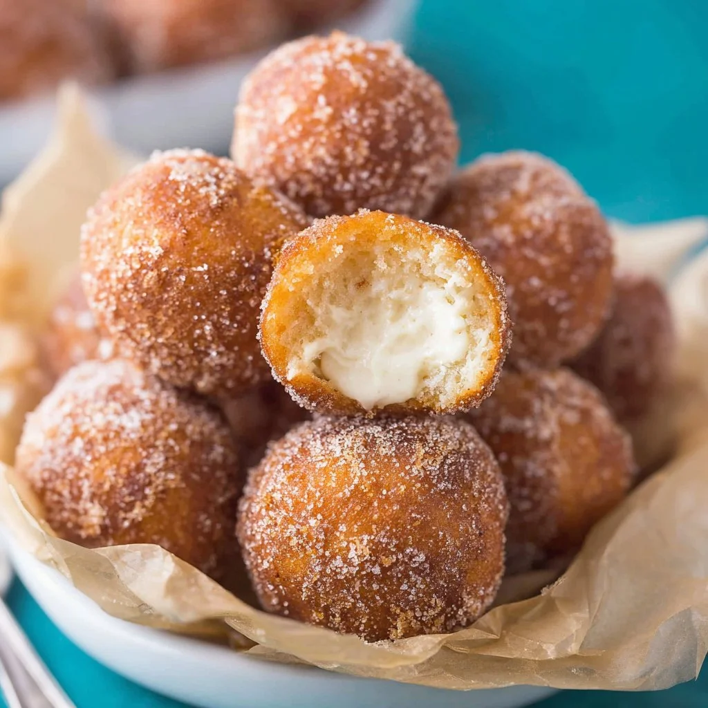 Delicious homemade fried donut holes made without yeast.