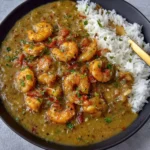 Delicious bowl of Crawfish Étouffée served with rice and herbs, showcasing Cajun cuisine.
