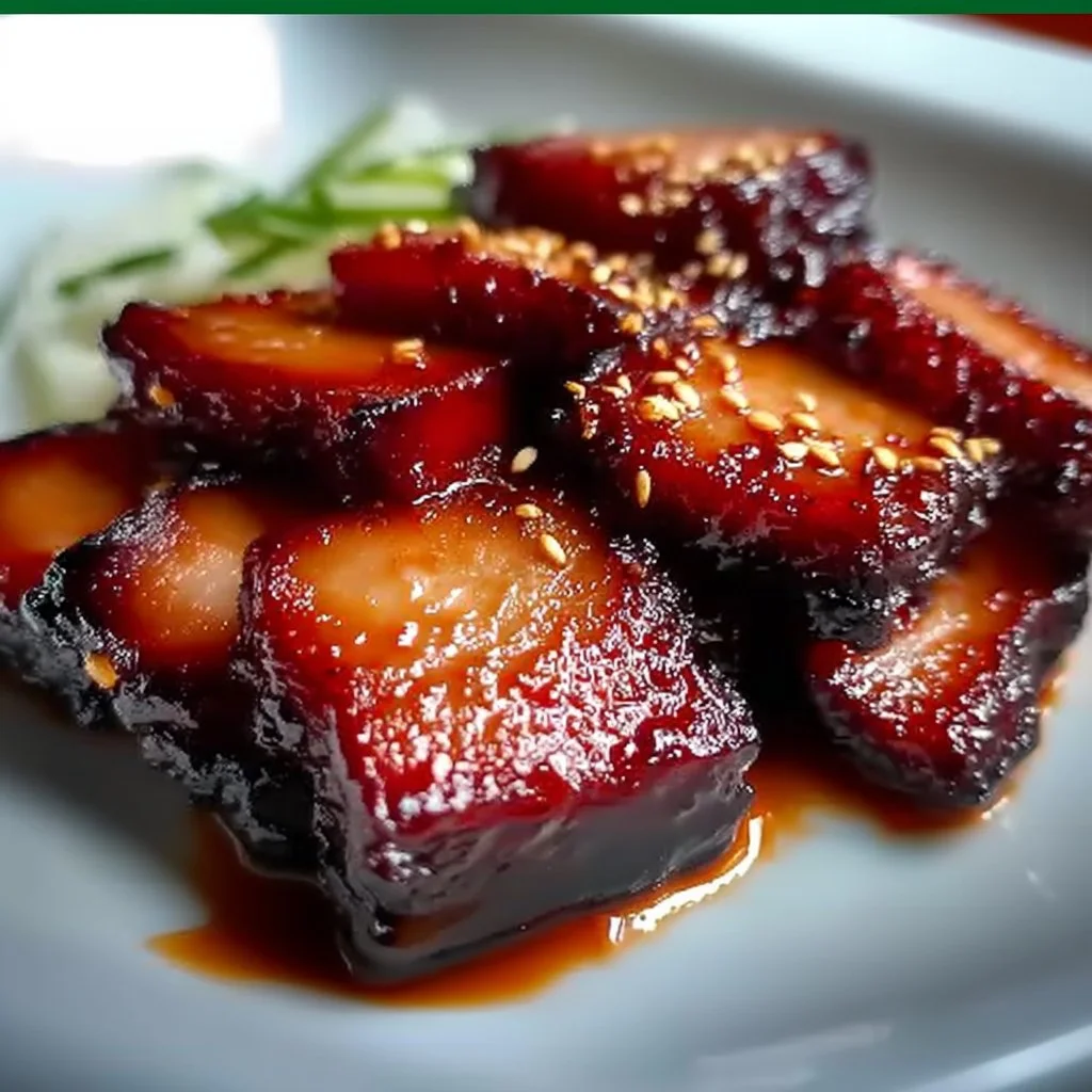 Delicious Char Siu Chicken served with colorful vegetables