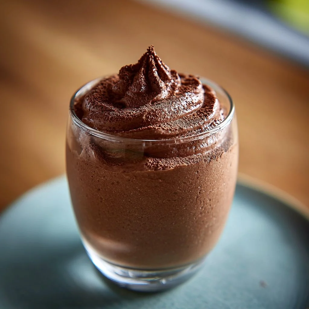 Delicious keto chocolate mousse served in a dessert bowl