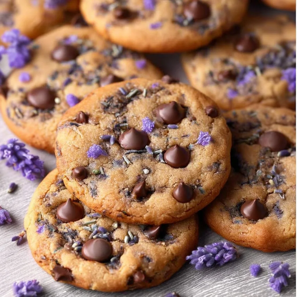 Lavender chocolate chip cookies, a unique and delightful treat.