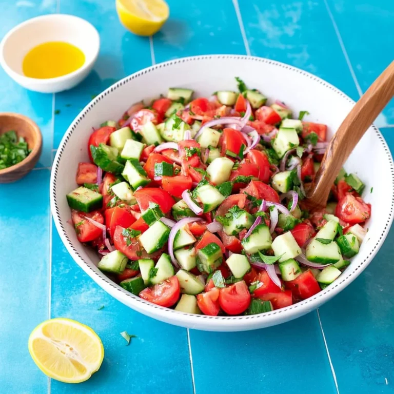 Mediterranean Cucumber Tomato Salad with fresh ingredients on a plate