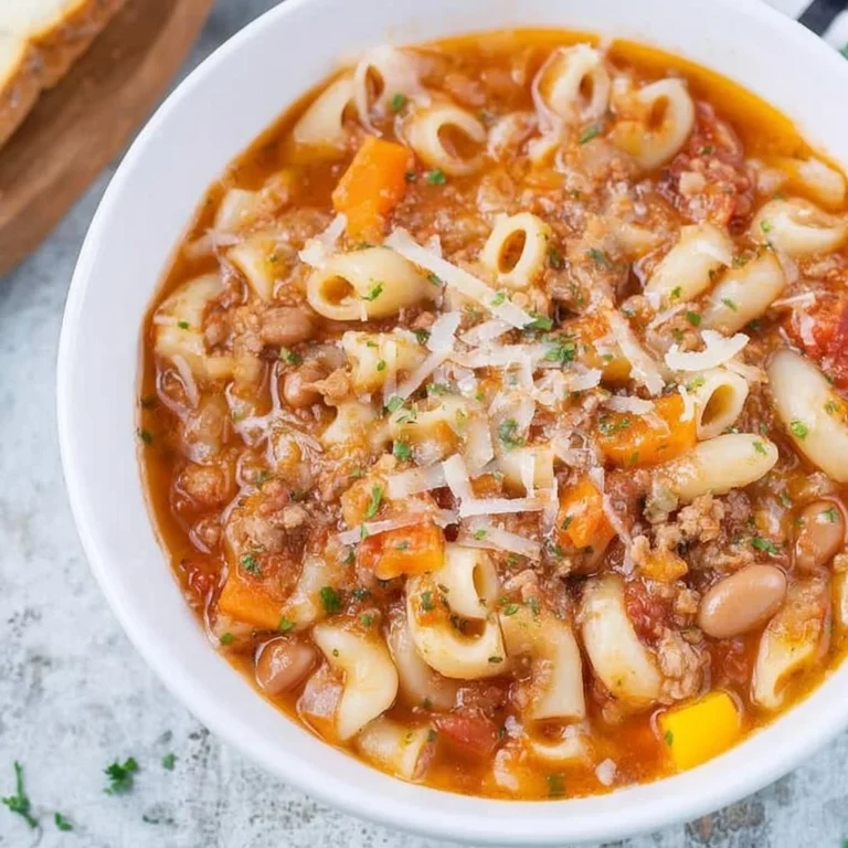 Delicious bowl of homemade Pasta Fagioli with beans and pasta