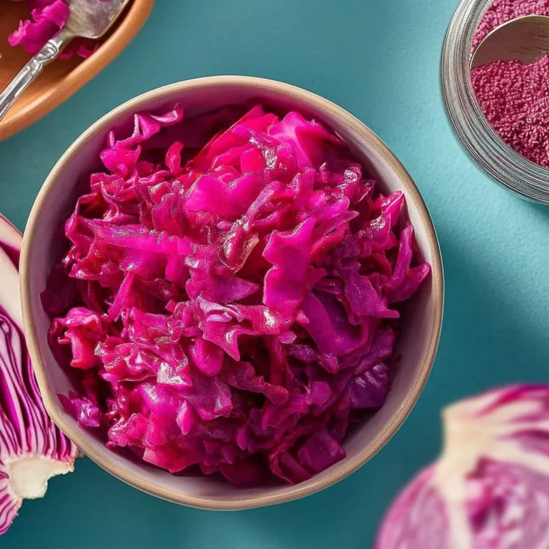 Jar of pickled cabbage adding color and flavor to a dining table