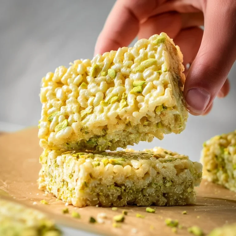 Delicious Pistachio Rice Krispie Treats on a colorful plate