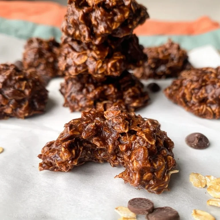 Delicious dairy-free protein no bake cookies stacked on a plate.
