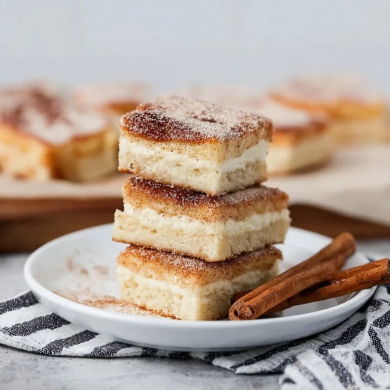 Churro cheesecake bars with cinnamon sugar topping and creamy filling