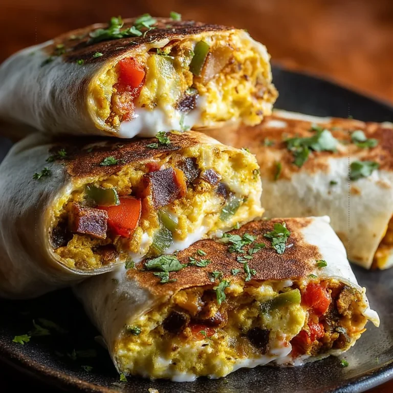 Sheet pan breakfast burritos filled with roasted veggies and cheesy eggs.