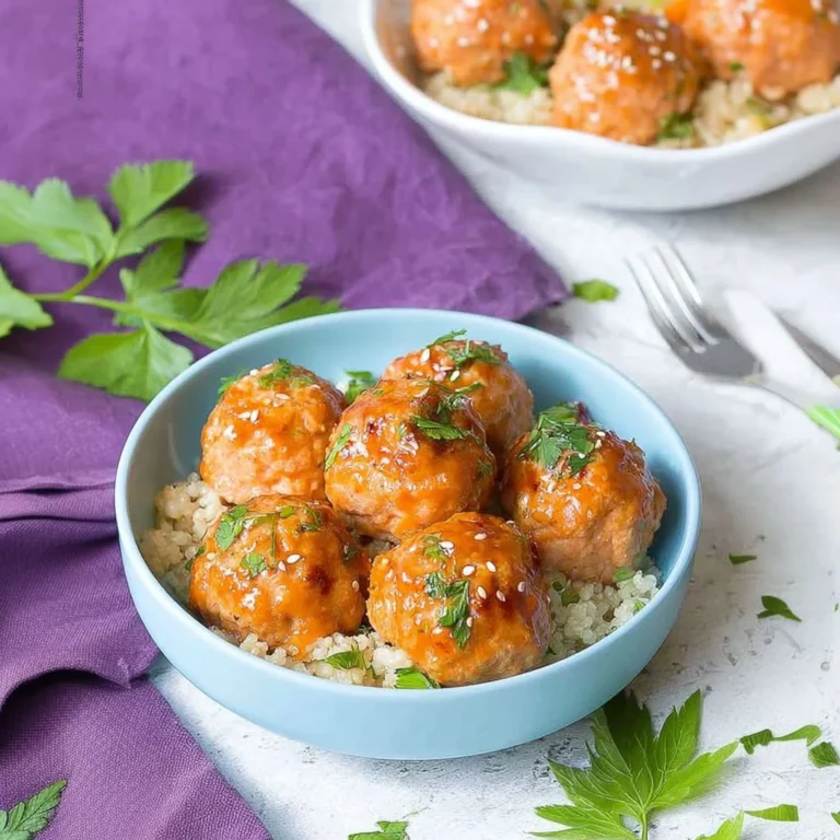 Delicious soy honey salmon meatballs served on a plate with vegetables.