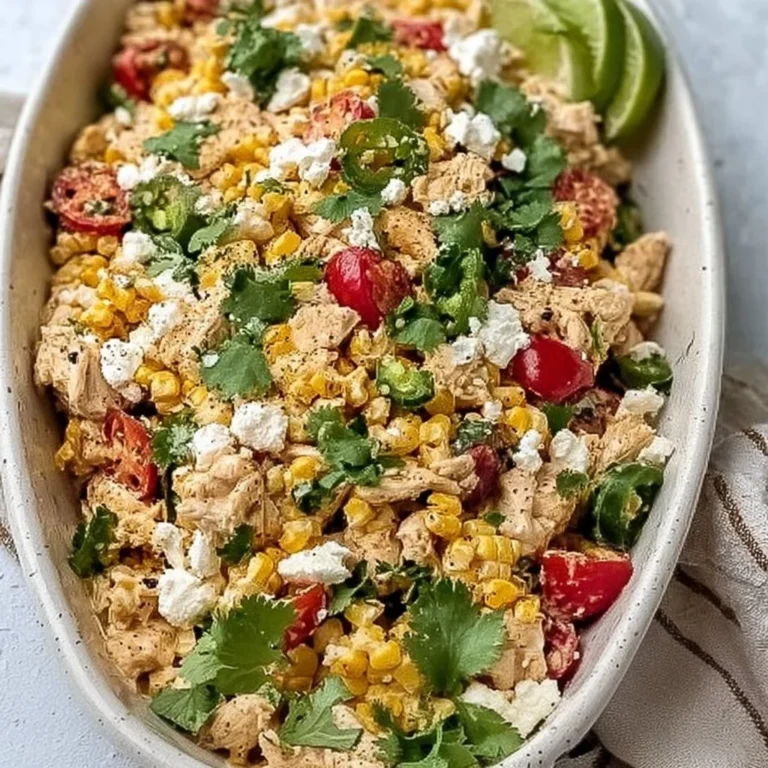 Street corn-inspired chicken salad featuring fresh ingredients and bold flavors.
