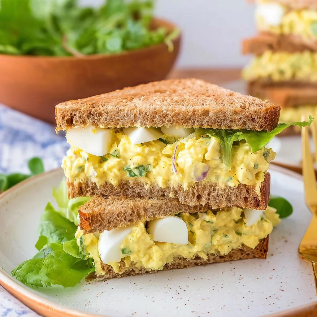 Delicious homemade egg salad served in a bowl with fresh herbs