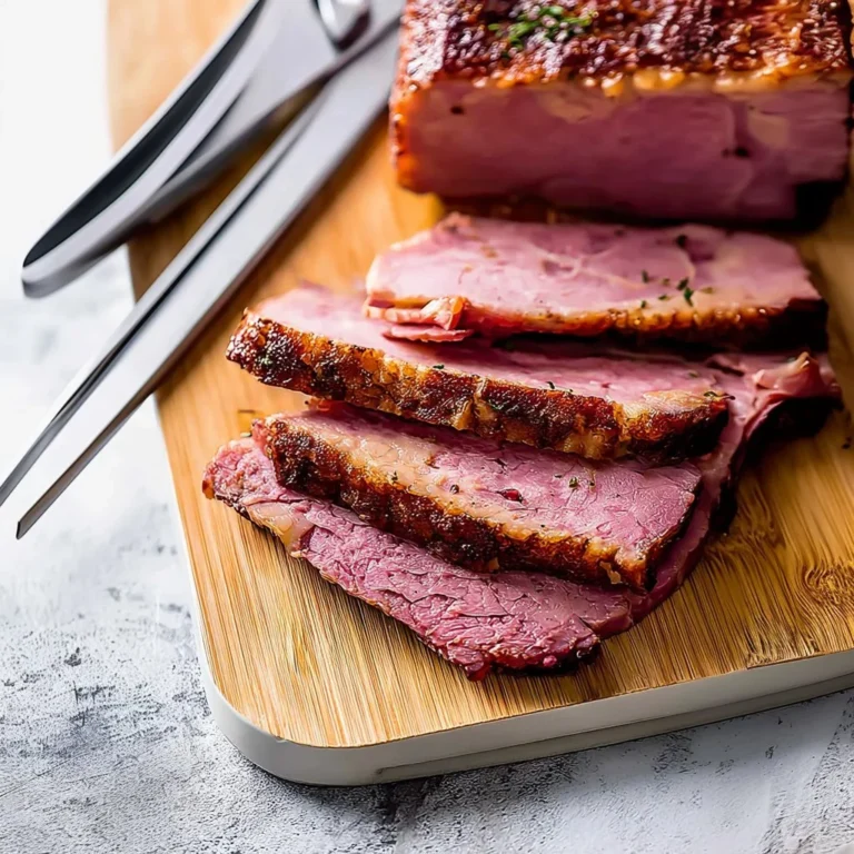Air fryer corned beef served with vegetables on a plate