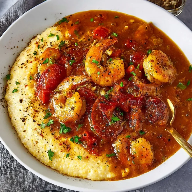 A delicious plate of shrimp and grits garnished with green onions