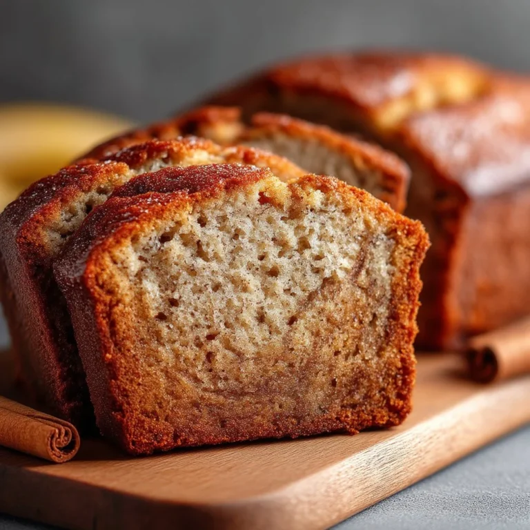 Loaf of cinnamon banana bread freshly baked and sliced.