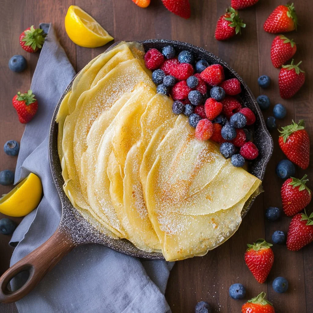 Delicious homemade crepes ready to be served with various fillings