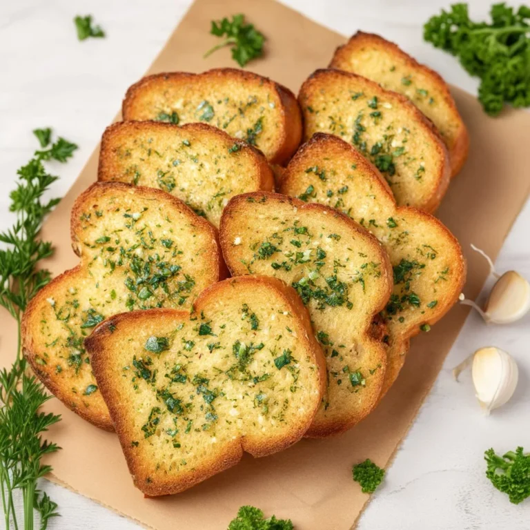 Irresistible garlic bread made with sliced bread, showcasing buttery garlic toppings.