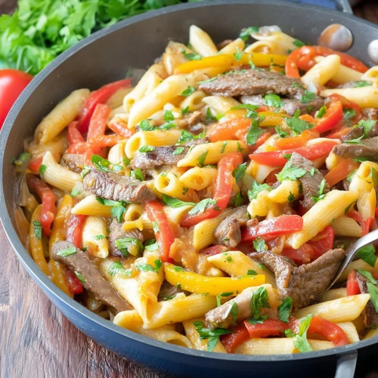 Delicious steak fajita pasta served in a colorful bowl, perfect for weeknight dinners.