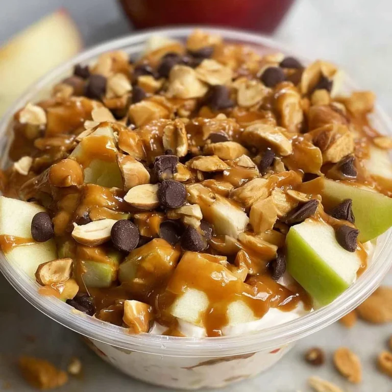 Delicious Snickers Apple Salad with fresh apples, Snickers, and whipped cream