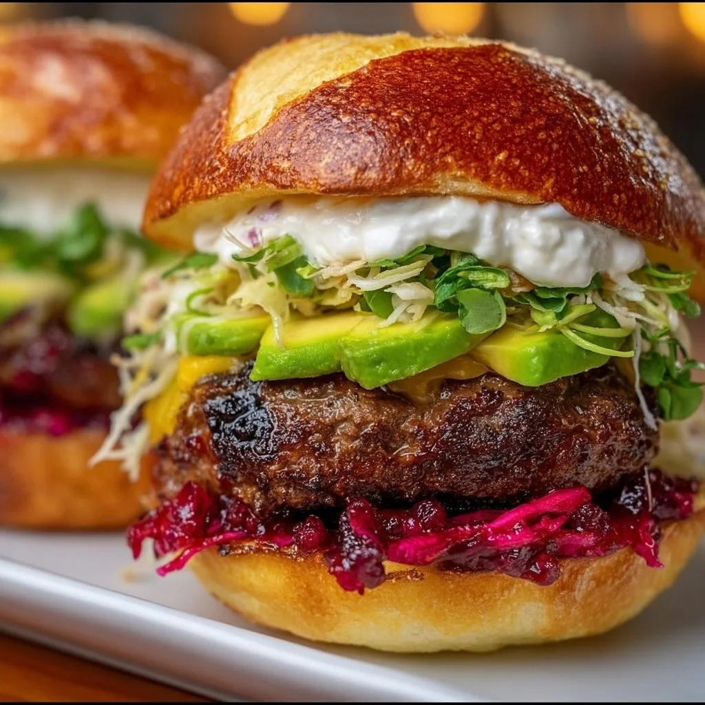 Deliciously grilled Aussie Burger with toppings and bun ready for serving.