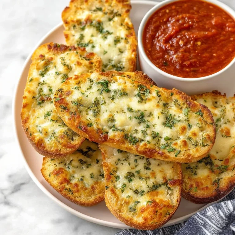 Delicious homemade garlic cheese bread topped with melted cheese