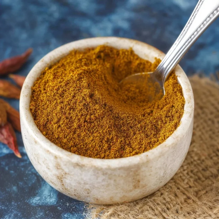 Homemade curry powder spices in a bowl for flavorful cooking.