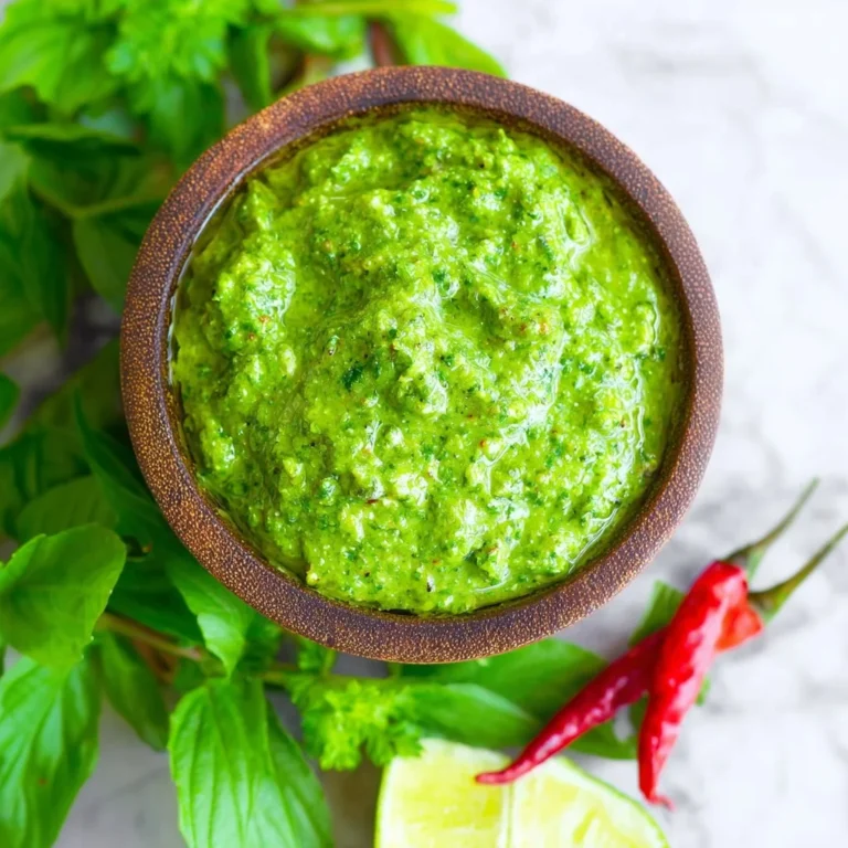 Homemade green curry paste ingredients and vibrant dish prepared with it.