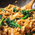 15-Minute Stir-Fried Wide Rice Noodles with vegetables and toppings