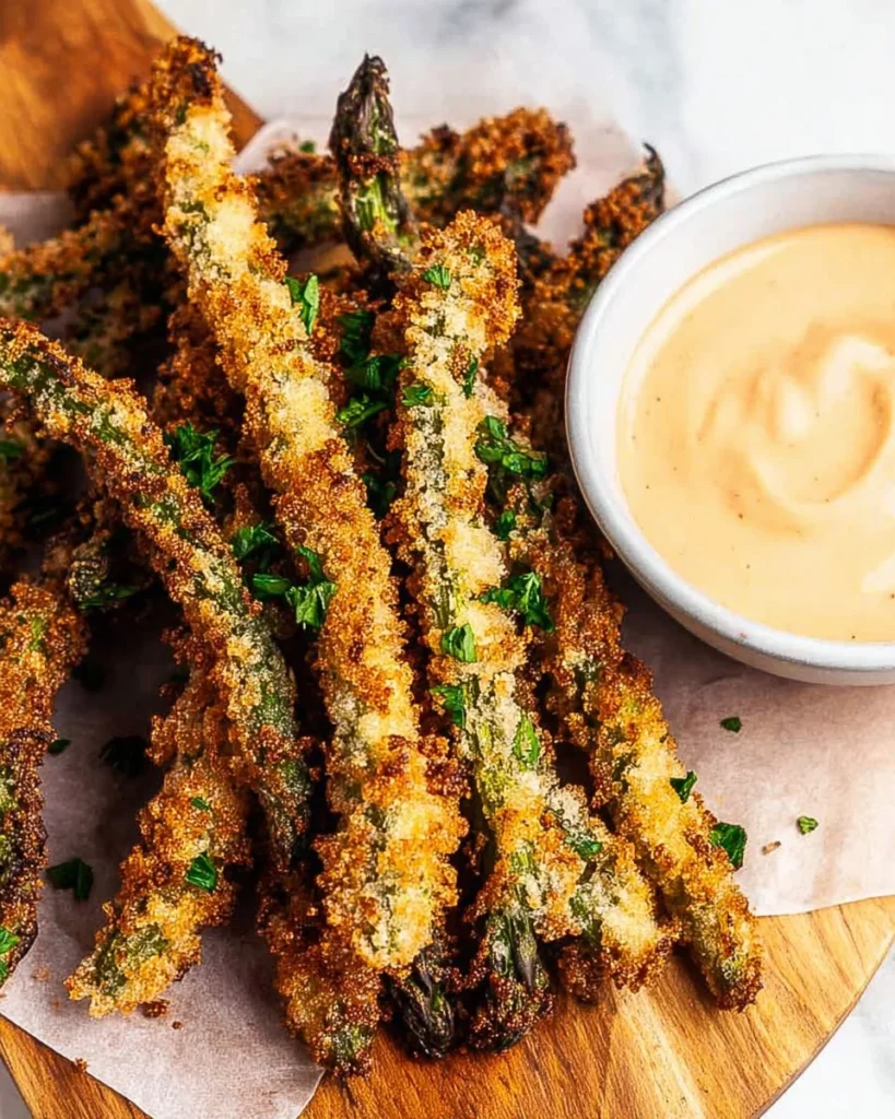 Crispy air fryer asparagus fries served in a bowl
