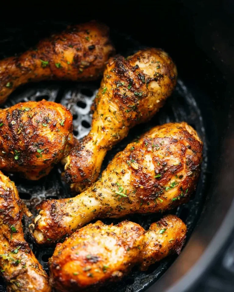 Delicious air fryer chicken drumsticks served on a plate.