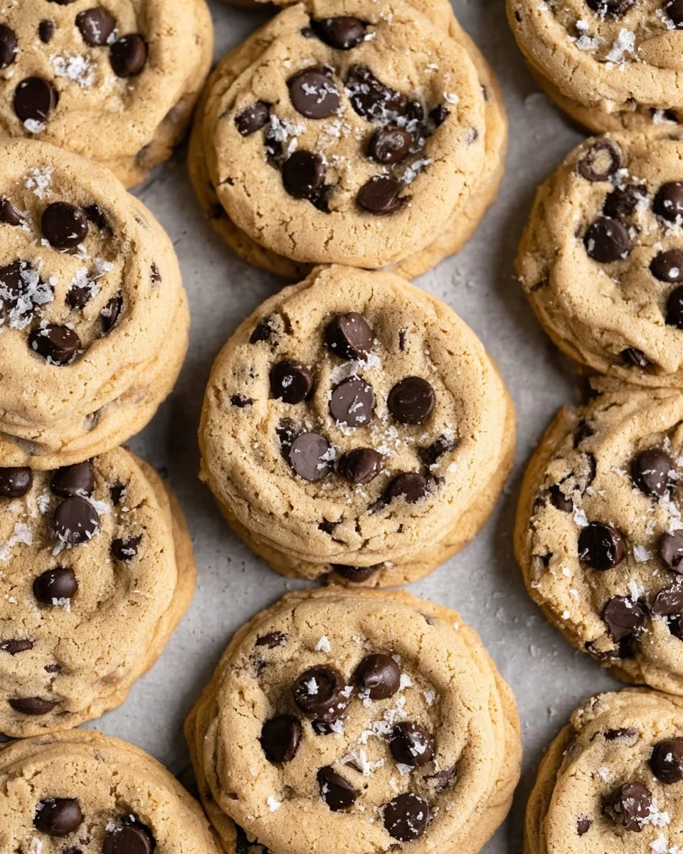Freshly baked air fryer chocolate chip cookies on a cooling rack