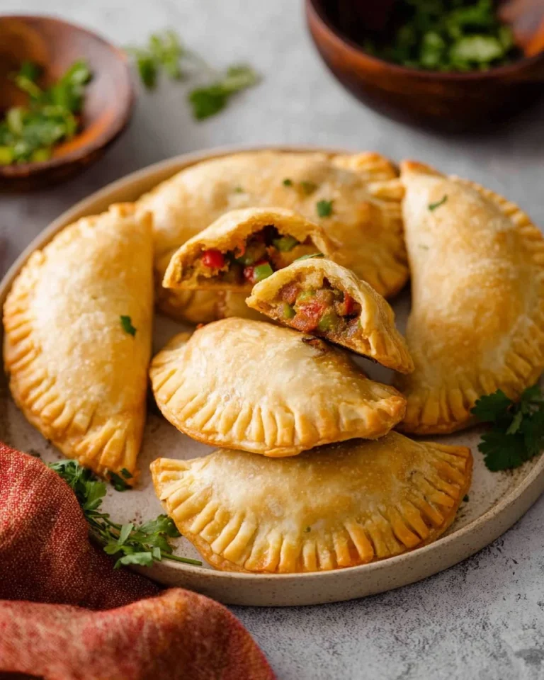 Crispy air fryer empanadas filled with savory ingredients on a plate