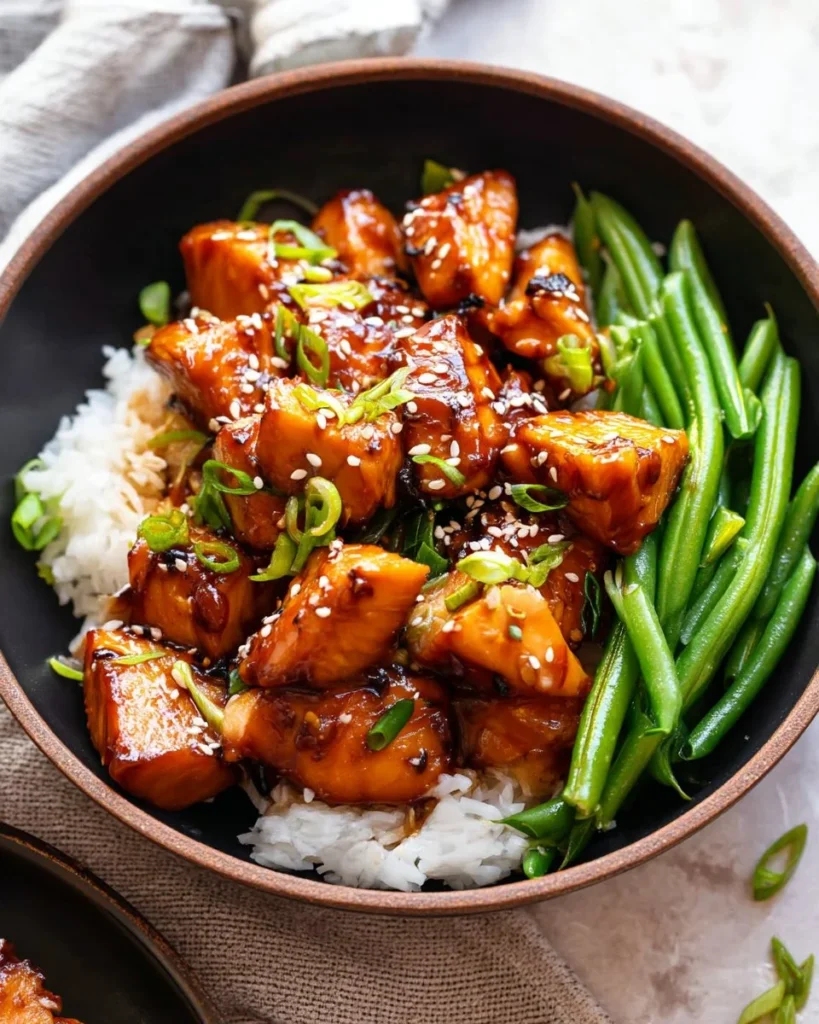 Air Fryer Teriyaki Chicken dish ready to serve